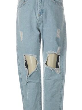 Light Blue Distressed Juniors Jeans - Casual Ripped Denim
